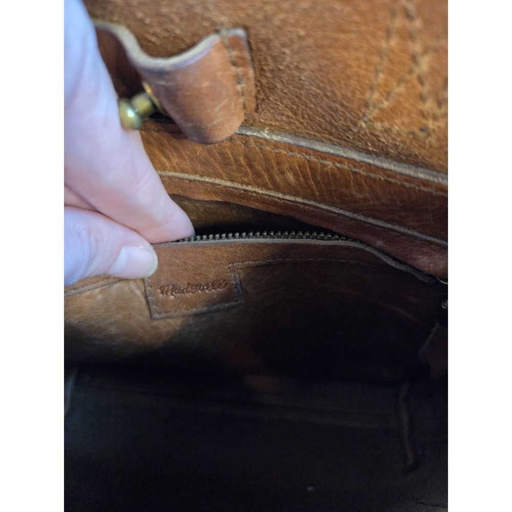 Vntg Madewell Small Mini Transport Crossbody‎ Bag Cognac Brown Leather Tote - Picture 8 of 11